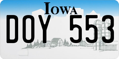 IA license plate DOY553