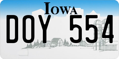 IA license plate DOY554