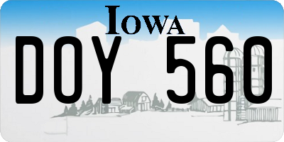 IA license plate DOY560