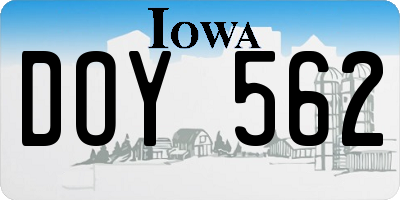 IA license plate DOY562