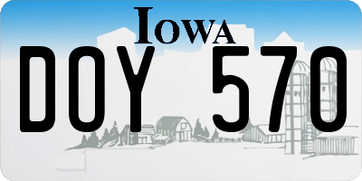 IA license plate DOY570