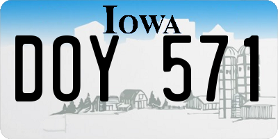 IA license plate DOY571