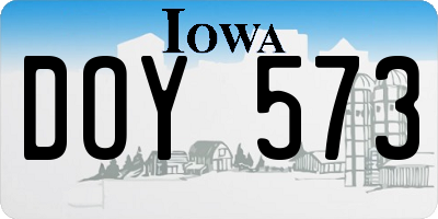 IA license plate DOY573