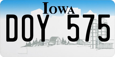 IA license plate DOY575