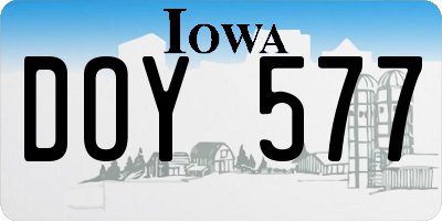 IA license plate DOY577