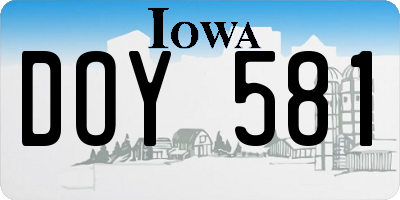 IA license plate DOY581