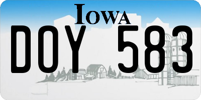 IA license plate DOY583