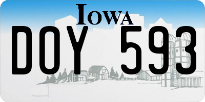 IA license plate DOY593