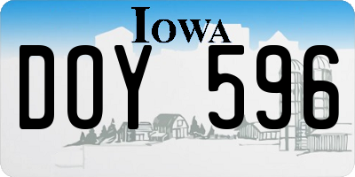 IA license plate DOY596