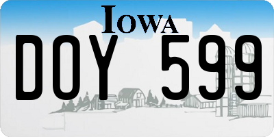 IA license plate DOY599