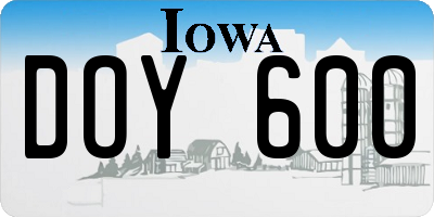 IA license plate DOY600
