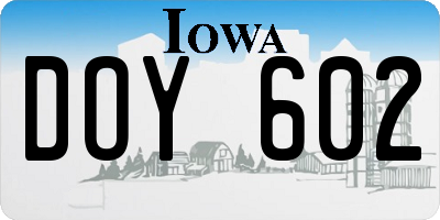 IA license plate DOY602