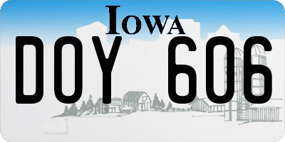 IA license plate DOY606