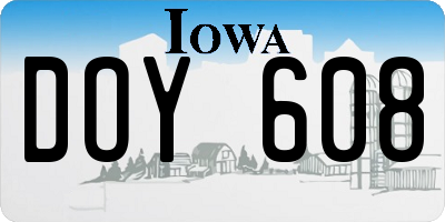 IA license plate DOY608