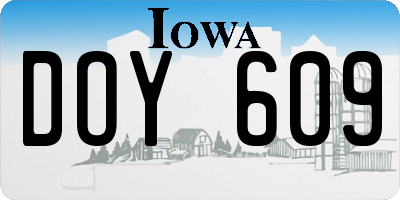 IA license plate DOY609