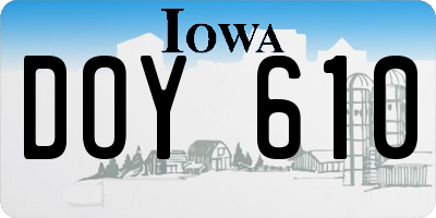 IA license plate DOY610