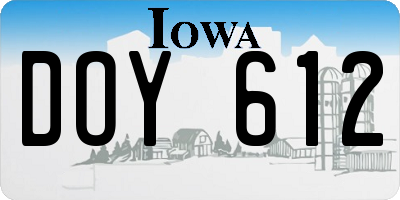 IA license plate DOY612
