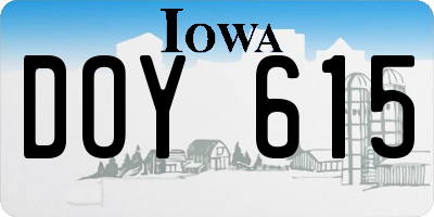 IA license plate DOY615