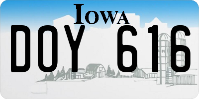 IA license plate DOY616