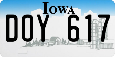 IA license plate DOY617