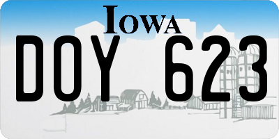 IA license plate DOY623