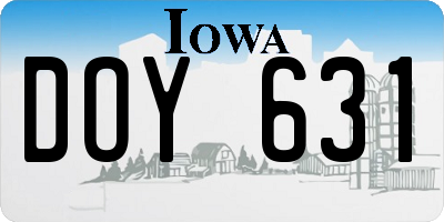 IA license plate DOY631