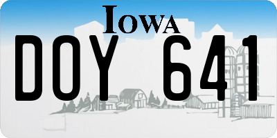 IA license plate DOY641