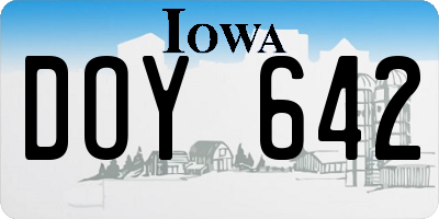 IA license plate DOY642