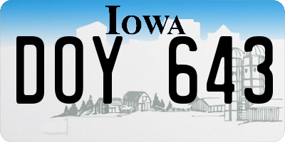 IA license plate DOY643