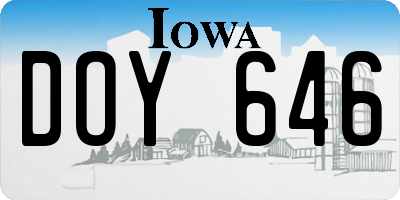 IA license plate DOY646