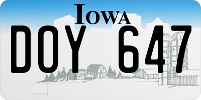 IA license plate DOY647