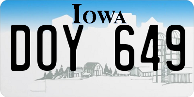 IA license plate DOY649