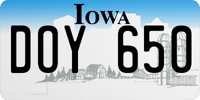 IA license plate DOY650