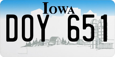 IA license plate DOY651