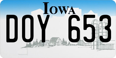 IA license plate DOY653