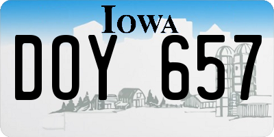 IA license plate DOY657