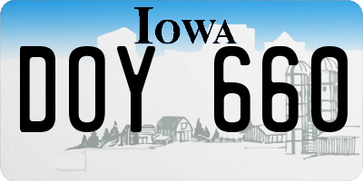 IA license plate DOY660
