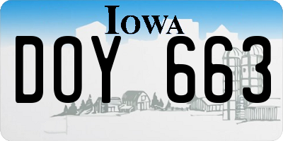 IA license plate DOY663