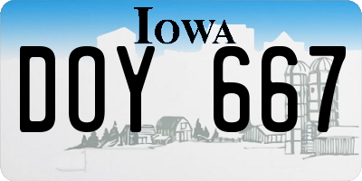 IA license plate DOY667