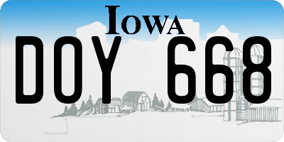 IA license plate DOY668