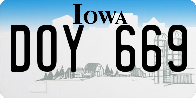 IA license plate DOY669