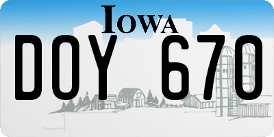 IA license plate DOY670