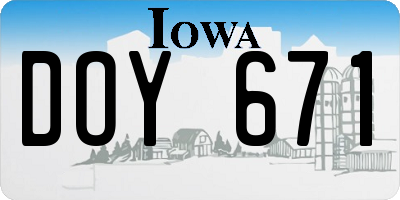IA license plate DOY671