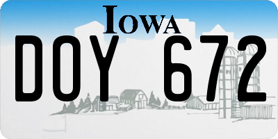 IA license plate DOY672