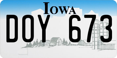 IA license plate DOY673
