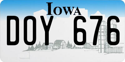 IA license plate DOY676