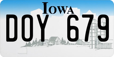 IA license plate DOY679
