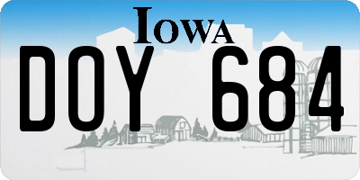 IA license plate DOY684