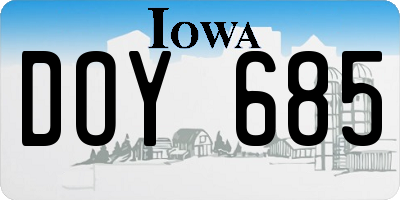 IA license plate DOY685