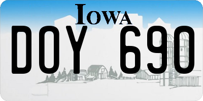 IA license plate DOY690